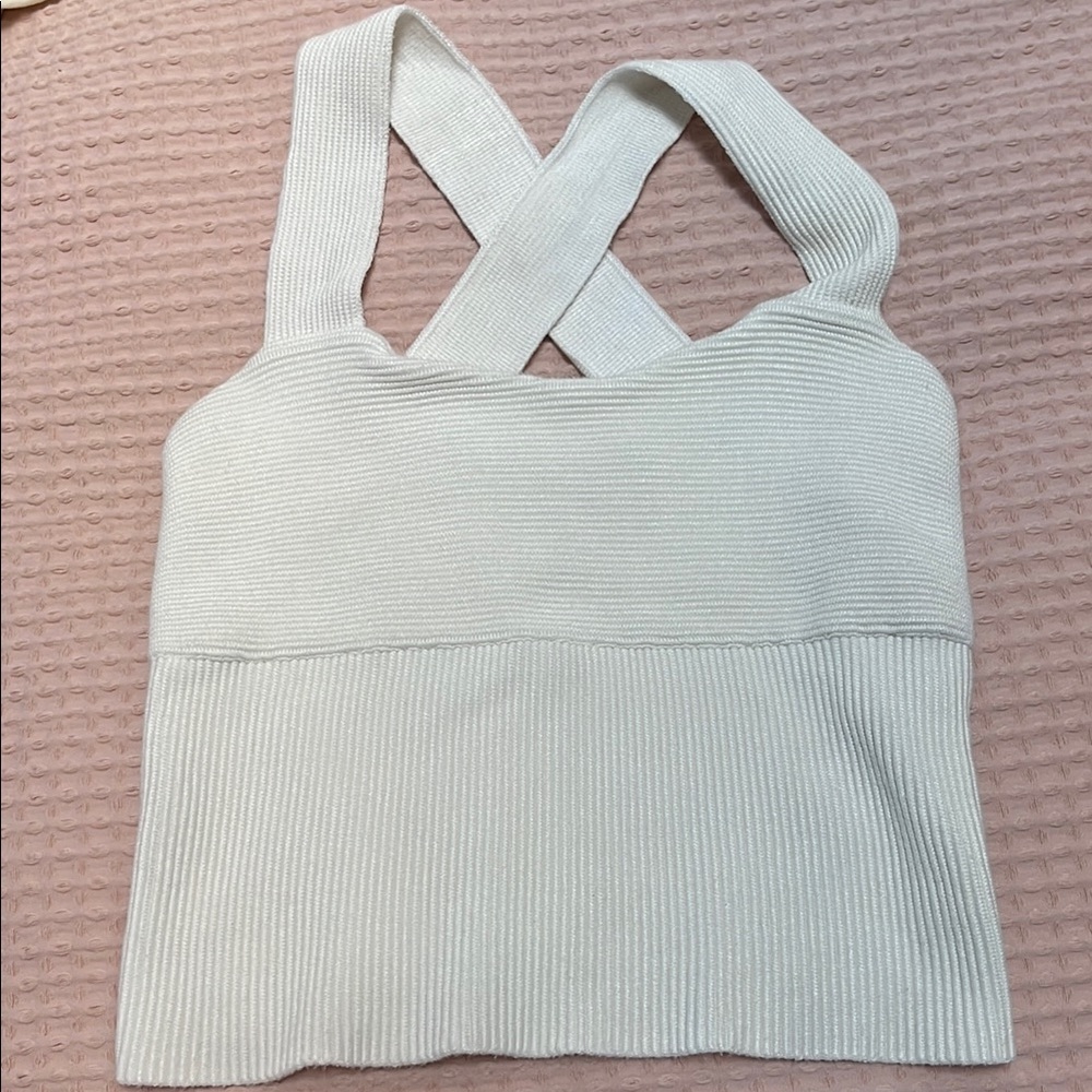 Abercrombie & Fitch Cream Ribbed Backless Tank Top